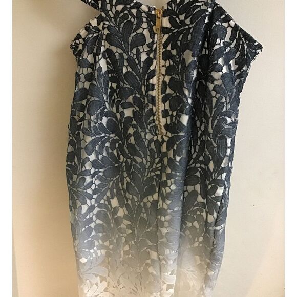 NWOT~Pretty Grey & White Floral Lace Strappy Dress Sz Large - Picture 5 of 5